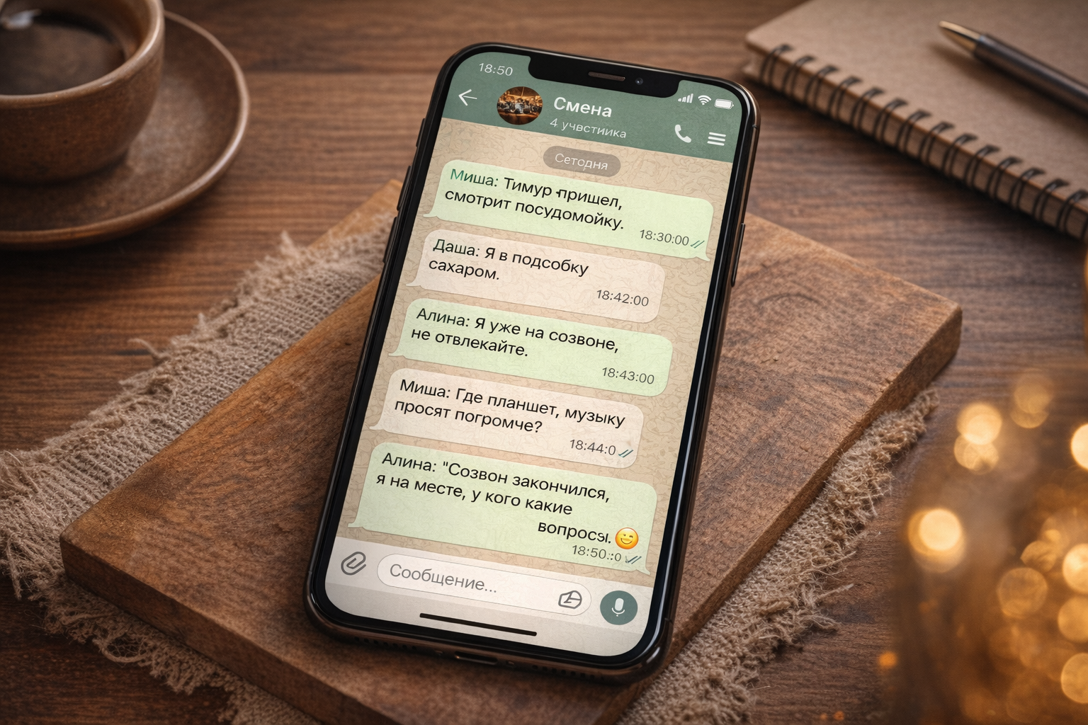 Фрагмент чата TG